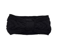 YIXANNX Crochet Bandeaux Élastique Bowknot Crocheté Polaire Doublé Large Bandeaux Chunky Oreille Réchauffeur Bandeau Cadeaux pour Femmes, Le noir