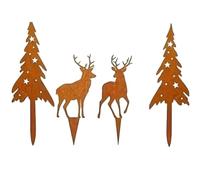 YIXANNX Décoration de Noël en métal imperméable représentant Un cerf, Couleur Rouille Unique, idéale pour l'automne et l'hiver. Décoration de Noël, 4 pièces