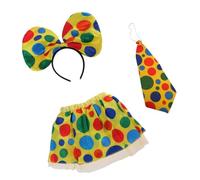 YIXANNX Déguisement de clown à pois colorés avec bandeau assorti, idéal pour Halloween et Noël. Parfait pour les fêtes d'Halloween et de Noël. Comprend une cravate amusante, un chapeau d'arlequin et