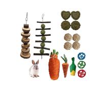 YIXANNX Ensemble élégant de Jouets à mâcher de Lapin Guinée - pour Les Petits espaces Jouets à mâcher pour Animaux en Bois Ensemble Faible Entretien Intéressant, 16 pièces B