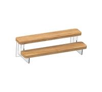 YIXANNX Étagère d'exposition pour objets de collection, présentoir à cupcakes, support en acrylique durable et bois, rehausseur de comptoir pour commerce détail, support vitrine transparent