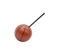 YIXANNX Gobelets en Forme de Boule, Bouteille en Verre de 450ml avec Couvercle et Paille, Robuste et Pratique pour Le Quotidien, Basket-Ball, diamètre 10 cm
