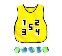 YIXANNX Jeux d'entraînement interactifs et Amusants, Ensemble de Maillots Collants avec 5 balles, Couleurs Vives, Jeux multijoueurs, Jouets pour Enfants, Jaune avec 5 Boules