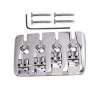 YIXANNX Kit d'accessoires pour chevalet de basse 4 cordes robuste avec clé pour cordier, couleur argent, pour bassistes électriques. Chevalet BA2011, 4 pontets.