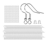 YIXANNX Les crochets et les fermoirs transparents pour boucles d'oreilles sont indispensables pour créer rapidement et facilement de superbes bijoux, Argent, 12 x 9 x 1.8 cm