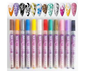 YIXANNX Libérez l'artiste qui est en vous avec ce set de 12 stylos nail art Pour aux couleurs éclatantes ! Des stylos vernis à ongles 3D pour une précision optimale et des marqueurs de peinture