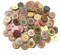 YIXANNX Lot de 100 Boutons en Bois Crochet Scrapbooking Attache Décorative Sacs à Bouton Rond Fabrication Attache en Bois, couleur aléatoire, 15mm