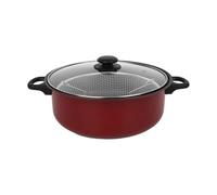 YIXANNX Marmite à friture profonde, sauteuse avec couvercle, intérieur lisse antiadhésif, poignée ergonomique pour une cuisson confortable, accessoires de cuisine, panier vapeur.