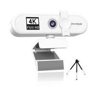 YIXANNX Ordinateur Webcam Auto-Mise au Point USB Conférence PC Caméra avec Microphone Filaire Ordinateur Portable Remplacement Web Cam Caméscope Appel Vidéo, Blanche, 4K