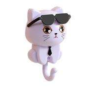 YIXANNX Patère murale créative en forme de chat mignon avec porte-clés adhésif coloré pour suspendre manteaux, écharpes et chapeaux dans les entrées, Violet, 4.5 x 8.5 cm