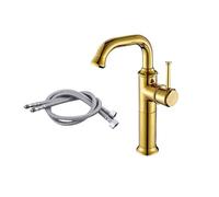 YIXANNX Robinet à noyau de Valve à disque en céramique, pour lavabo Antique, robinet rotatif rétro en cuivre, robinets chauds et froids, Haute couture or