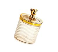 YIXANNX Support de Boule de Coton-Tige élégant pour comptoir Salle Bain, Maquillage Bureau, avec Couvercle, Pratique et Durable, Jaune, 9x13.5 cm