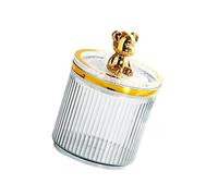 YIXANNX Support de Boule de Coton-Tige élégant pour comptoir Salle Bain, Maquillage Bureau, avec Couvercle, Pratique et Durable, Gris, 9x13.5 cm