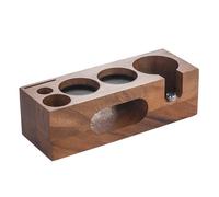 YIXANNX Support de tassage pour machine à café avec patin antidérapant, 7 en 1, en bois durable, porte-brosse et porte-tamis. Station de tassage barista avec porte-filtre 53 mm, Noyer, 58mm