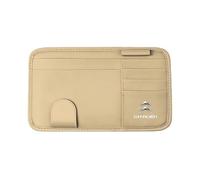 YIXIEDING Organisateur de Pare-Soleil de Voiture pour Citroen C4 2004-2025, Support Lunettes pour Voiture, Pochette de Rangement en Cuir pour Cartes,Beige