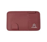 YIXIEDING Organisateur de Pare-Soleil de Voiture pour Citroen C4 Picasso 2006-2020, Support Lunettes pour Voiture, Pochette de Rangement en Cuir pour Cartes,Red