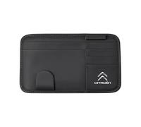 YIXIEDING Organisateur de Pare-Soleil de Voiture pour Citroen C4 Picasso 2006-2020, Support Lunettes pour Voiture, Pochette de Rangement en Cuir pour Cartes,Black