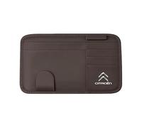YIXIEDING Organisateur de Pare-Soleil de Voiture pour Citroen C8 2002-2014, Support Lunettes pour Voiture, Pochette de Rangement en Cuir pour Cartes,Brown