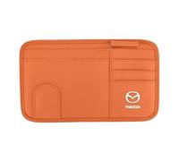 YIXIEDING Organisateur de Pare-Soleil de Voiture pour Mazda BT-50 2006-2025, Support Lunettes pour Voiture, Pochette de Rangement en Cuir pour Cartes,Orange