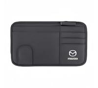 YIXIEDING Organisateur de Pare-Soleil de Voiture pour Mazda2 2011 2012 2013 2014 2015 2016 2017 2018, Support Lunettes pour Voiture, Pochette de Rangement en Cuir pour Cartes,Black