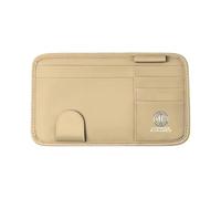 YIXIEDING Organisateur de Pare-Soleil de Voiture pour MG ZS EV 2019 2020 2021 2022 2023 2024 2025, Support Lunettes pour Voiture, Pochette de Rangement en Cuir pour Cartes,Beige
