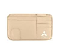 YIXIEDING Organisateur de Pare-Soleil de Voiture pour Mitsubishi L200 2009 2010 2011 2012 2013 2014 2015 2016 2017, Support Lunettes pour Voiture, Pochette de Rangement en Cuir pour Cartes,Beige
