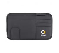YIXIEDING Organisateur de Pare-Soleil de Voiture pour Smart EQ Fortwo 2017 2018 2019, Support Lunettes pour Voiture, Pochette de Rangement en Cuir pour Cartes,Black