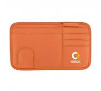 YIXIEDING Organisateur de Pare-Soleil de Voiture pour Smart Fortwo 2004 2005 2006, Support Lunettes pour Voiture, Pochette de Rangement en Cuir pour Cartes,Orange