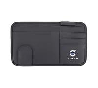 YIXIEDING Organisateur de Pare-Soleil de Voiture pour Volvo S80 2000 2001 2002 2003 2004 2005 2006 2007 2008, Support Lunettes pour Voiture, Pochette de Rangement en Cuir pour Cartes,Black
