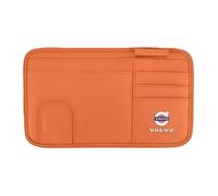 YIXIEDING Organisateur de Pare-Soleil de Voiture pour Volvo V70 2000 2001 2002 2003 2004 2005 2006 2007, Support Lunettes pour Voiture, Pochette de Rangement en Cuir pour Cartes,Orange