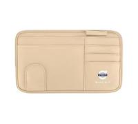 YIXIEDING Organisateur de Pare-Soleil de Voiture pour Volvo XC90 2020 2021 2022 2023 2024 2025, Support Lunettes pour Voiture, Pochette de Rangement en Cuir pour Cartes,Beige