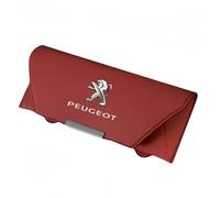 YIXIEDING Support de Lunettes de Soleil pour Peugeot 206 CC 2001 2002 2003 2004 2005 2006 2007, Etui Lunettes pour Voiture Cuir PU Magnétique Support Lunettes pour Voiture,Red