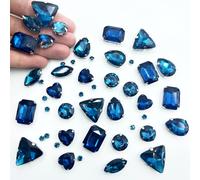 Yixinly 236 Pcs Strass à Coudre, 7 Formes de Strass - Acier inoxydable Sertissage à Griffes Verre pour Vêtements de Bricolage, Vêtements, Chaussures, sacs (Bleu)