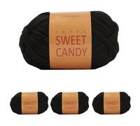 Yixinly Fil à crochet de 400 g, tubulaire, polyester, 4 x 100 g, noir