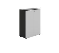 yixinzi-2024 Caisson de Bureau Classeur en Bois Gris et Noir à Double Porte avec Serrure for Salle de conférence, Garde-Manger, Bureau, Rangement de données Bibliothèque