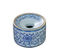 yixinzi-2024 Cendrier à Cigarettes Simple Round Ceramic Ashtray for Home Living Room Or Office Use with Lid and Blue and White Porcelain Design