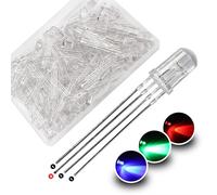 YIXISI 100 Pièces 5mm LED Diode Électroluminescente Anode Commune, 4 Broches Tricolore Diode Lumières, Transparent RGB Diodes Électroluminescentes, pour Arduino