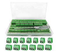 YIXISI 100 Pièces PCB Vis Connecteur, Bornier à Souder Vert 5mm, Bornier à Vis de PCB Circuit Imprimé 2 Broches (Pin) et 3 Broches (Pin) pour Arduino (Vert)