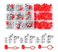 YIXISI 120 Pièces M6/M8/M10 Kit D'assortiment de Graisseurs, Droit 90° 45° Kit D'assortiment de Graisses Hydrauliques, avec Bouchon de Graisseur en Plastique, pour Équipement Mécanique