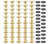 YIXISI 25 Set M5x5mm Chicago Vis Assortiment Kit, Rivets pour Cuir Cruciforme, Vis de Reliure, pour DIY, Décoration de Cuir, Réparation de Reliure, Or