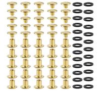 YIXISI 25 Set M5x6mm Chicago Vis Assortiment Kit, Rivets pour Cuir Cruciforme, Vis de Reliure, pour DIY, Décoration de Cuir, Réparation de Reliure, Or