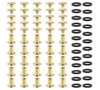 YIXISI 25 Set M5x8mm Chicago Vis Assortiment Kit, Rivets pour Cuir Cruciforme, Vis de Reliure, pour DIY, Décoration de Cuir, Réparation de Reliure, Or