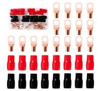 YIXISI 32 Pièces M10 SC35-10 AWG2 Cosses à Anneau Kit, Cosses de Câble Tubulaires, Cosses de Embouts de Câble de Batterie, avec Manchons isolants, pour Câble Électrique, Doré