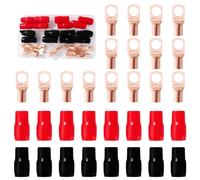 YIXISI 32 Pièces M12 SC35-12 AWG2 Cosses à Anneau Kit, Cosses de Câble Tubulaires, Cosses de Embouts de Câble de Batterie, avec Manchons isolants, pour Câble Électrique, Doré