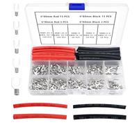 YIXISI 356 Pièces M3/M4/M5/M6 Connecteurs à Sertir Électriques Non Isolés Kit, Cosses de Fil de Cuivre Étamé, Cosses à Sertir a Oeil à Fourche, avec Tube Thermorétractable, AWG 22-16 16-14 14-12