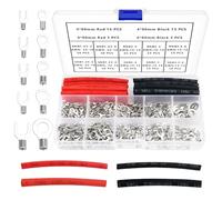 YIXISI 356 Pièces M3/M4/M5/M6 Connecteurs à Sertir Électriques Non Isolés Kit, Cosses de Fil de Cuivre Étamé, Cosses Sertir a Oeil à Anneau Fourche, avec Tube Thermorétractable, AWG 22-16 16-14 14-12
