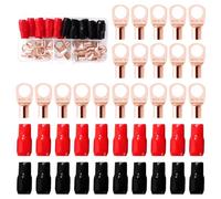 YIXISI 40 Pièces M10 SC16-10 AWG6 Cosses à Anneau Kit, Cosses de Câble Tubulaires, Cosses de Embouts de Câble de Batterie, avec Manchons isolants, pour Câble Électrique, Doré