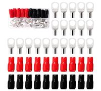 YIXISI 40 Pièces M10 SC16-10 AWG6 Cosses à Anneau Kit, Cosses de Câble Tubulaires, Cosses de Embouts de Câble de Batterie, avec Manchons isolants, pour Câble Électrique, Argent