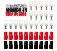 YIXISI 40 Pièces M12 SC25-12 AWG4 Cosses à Anneau Kit, Cosses de Câble Tubulaires, Cosses de Embouts de Câble de Batterie, avec Manchons isolants, pour Câble Électrique, Argent