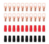 YIXISI 40 Pièces M6 SC10-6 AWG8 Cosses à Anneau Kit, Cosses de Câble Tubulaires, Cosses de Embouts de Câble de Batterie, avec Manchons isolants, pour Câble Électrique, Doré